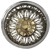Nouvelles Jantes en Acier Premium 13x7 Finition Chrome Centre Or Titane 72 Rayons Croisés Inversés 2 Barres Knock Spinner