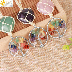 CSJA vente en gros 7 Chakras arbre <span class=keywords><strong>de</strong></span> vie naturel dégringolé coeur <span class=keywords><strong>cristal</strong></span> pierres voiture pendentif suspendu décoration <span class=keywords><strong>de</strong></span> la maison décor H044 - Product Image 3