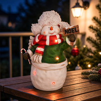 Figurine de bonhomme de neige lumineuse de Noël avec inscription NOEL et canne en forme de sucette, décoration de table de Noël, ornement pour fête d'hiver à la maison