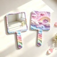 Miroir de maquillage portable Summer Beauty, miroir à main arc-en-ciel étoilé pour salon de beauté, miroir à main pour fille
