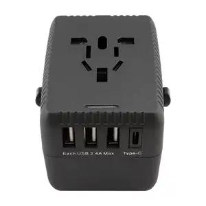 adaptor type c socket Suppliers-2019 black travel adaptor conversion plug type c usb adapter with uk usa euro aus plug socket