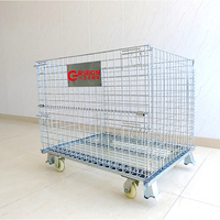 Équipement logistique roue en PU robuste avec roulettes stockage en métal treillis métallique conteneur palette méta cage à palettes