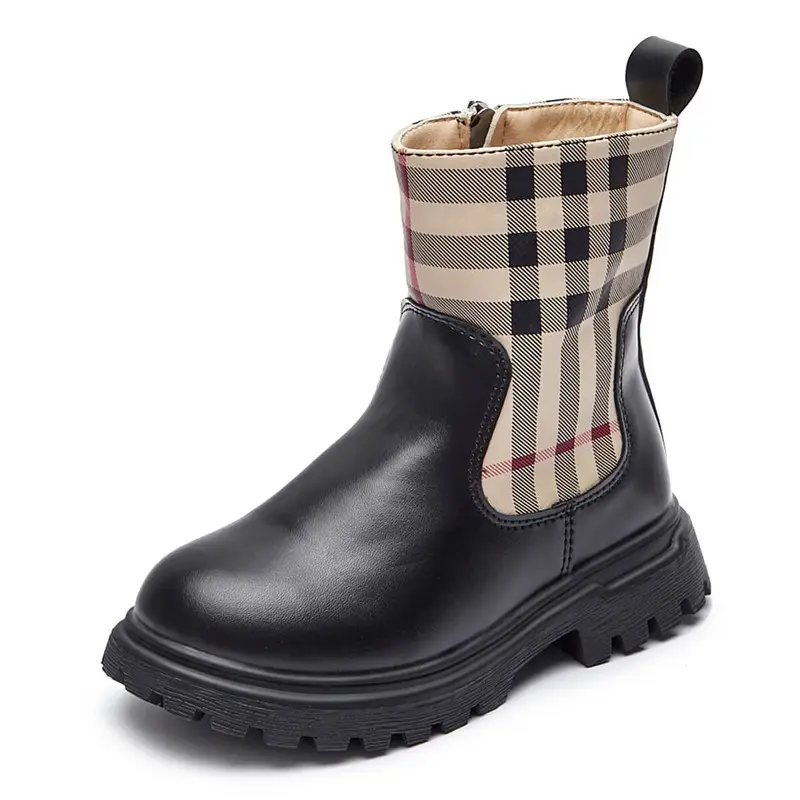 Hot Sale Autumn Winter Baby Children Shoes Plaid Sweet Kids Girls Martin ankle Boots