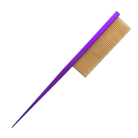 Peigne de toilettage de luxe pour animaux de compagnie, en aluminium avec dents dorées, outil de coiffage à queue de rat pour la séparation des poils