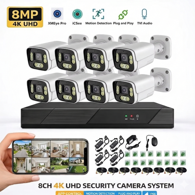 HIKWIFI 2MP AHD Outdoor Home DVR 8 Channel Digital Video Recorder Security Camera Kit Surveillance System CCTV Camera System