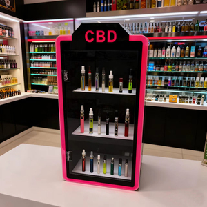 Exhibidor de Mostrador Personalizado de 3 Niveles con Iluminación LED, Exhibidor Publicitario de Acrílico con Diseño Moderno <span class=keywords><strong>para</strong></span> Tiendas de Cigarrillos - Product Image 3