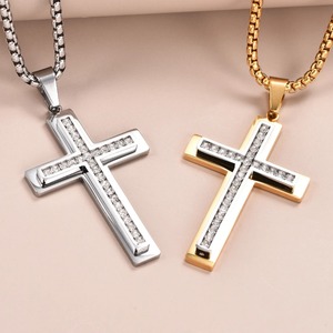 Pendentif Croix Chrétienne Vintage en Zircon avec Collier, Amulette de Prière en Acier Inoxydable, Bijou de Foi, Cadeau - Product Image 6