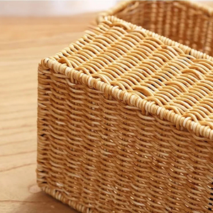 Multi Purpose Faux Woven Basket Armazenamento Bin para Cozinha Sala Mesa de Café Cosméticos Livros Papelaria e Banheiro