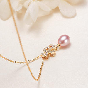 Collier en perles de 8 mm en forme de goutte d'eau, chaîne de clavicule, alliage de cuivre 520, pendentif en perle d'eau douce, colliers pour femmes, source d'origine - Product Image 3