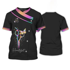 Mode Nouveau salon de coiffure barbier femmes T-shirt impression 3D peut être personnalisé pour les hommes et les femmes hauts à manches courtes - Product Image 3