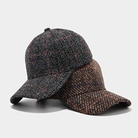 Casquette de baseball unisexe polyvalente à carreaux pour l'automne et l'hiver, style artistique vintage, texture confortable, chapeau décontracté pour l'extérieur