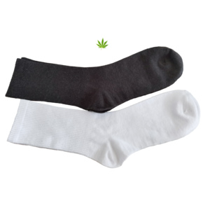 High Quality Eco Friendly Natural Hemp Fiber <strong>White</strong>/Black <strong>Socks</strong> Breathable Hemp Organic Cotton <strong>Long</strong> <strong>Socks</strong> for Men/Unisex - Product Image 1