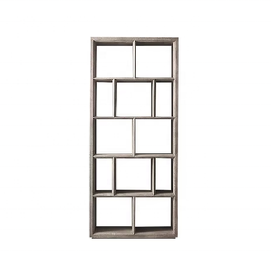 Scaffale Espositivo Asimmetrico in Legno Massello Grigio / Libreria Geometrica / Divisorio <span class=keywords><strong>per</strong></span> Ambienti - Product Image 1