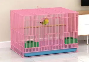 Geniş ve Şık Modern Kuş Kafesi Papağanlar ve İspinozlar için Cam ve Plastik 60x40x40cm - Product Image 5