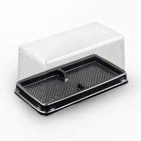 Boîte à gâteau rectangulaire jetable transparente en PET à 2 compartiments, qualité alimentaire, emballage en vrac