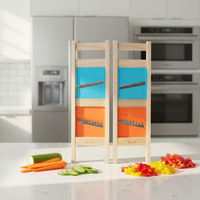 2-in-1 groentehakker, wafel- en grid-snijder, mandoline-snijder van massief hout, handmatige professionele keukenhulp, in doos