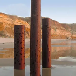 Fuente de agua de pilares de acero Corten de metal con decoración costera