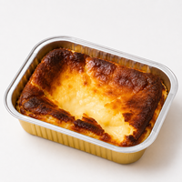 Barquette rectangulaire jetable en aluminium de 580 ml avec couvercle en PP, qualité alimentaire, pour emporter gâteaux et pâtes lors de fêtes