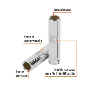 Truper 6 unidades de Dado Largo de 8 mm CON 6 puntas cuadro 1/4 'Caja de Alta calidad - Product Image 2