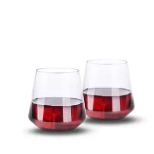 14oz يمكن التخلص منها حسب الطلب كأس نبيذ من البلاستيك Stemless قدح للويسكي