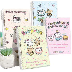 Carnet à spirales A5 mignon à motifs de dessins animés, 60 feuilles épaisses, rechargeable, pour l'école, le bureau, <span class=keywords><strong>journal</strong></span> d'écriture - Product Image 1