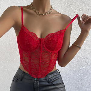 Femmes Sexy Dentelle Acier Anneau Fishbone Corset Soutien-Gorge Top Diamant Nombril Baring Bustier Respirant Slim Fit Adultes Hot Girl Look - Product Image 2