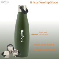 Bouteille de soda en acier inoxydable à paroi simple de 900 ml, légère, en forme de cola, pour les acheteurs en gros, logo personnalisé
