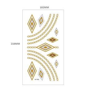 Caliente nuevo estilo mujer cadena pulsera joyería falsa impermeable tatuaje temporal <span class=keywords><strong>brazo</strong></span> manga mano muñeca oro metálico tatuaje pegatina - Product Image 6