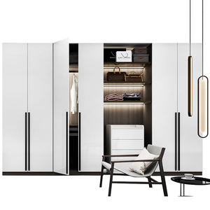 Armoire noire Santopova avec portes d'exposition en verre et éclairage intégré-Armoire minimaliste moderne, grande capacité - Product Image 5