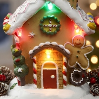 Maison en pain d'épices illuminée par LED en résine 10x13cm, ornement décoratif de Noël pour la maison, la table, les fêtes, cadeau de Noël