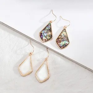 special designer big statement fashion jewelry 18k gold plated earrings waterproof dangle shell 2023