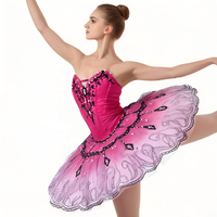 AL-T0962 Tutu de ballet fuchsia de luxe, costume de danse professionnel, broderie perlée à la main, tutu pancake pour la danse scénique adulte
