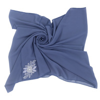 Hijab en mousseline pour femmes musulmanes avec broderie florale perlée - Élégant foulard islamique pour tous les jours et les occasions formelles