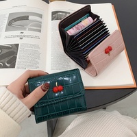 Dompet Mini 5 Warna Sweet Cherry Dompet Pendek Kulit PU Motif Buaya Dompet Uang Tunai Portabel Tempat Kartu Dompet Mewah Wanita