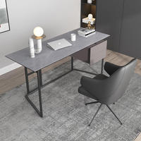 Bureau en pierre de style italien moderne et minimaliste avec 2 tiroirs de rangement, durable et écologique pour une utilisation à domicile ou au bureau