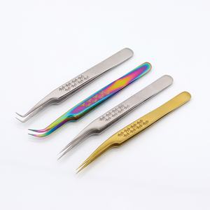 Pinzas de extensiones de pestañas híbridas con etiqueta personalizada profesional Aplicador de aislamiento de acero inoxidable Pinzas de pestañas de volumen de Punta puntiaguda - Product Image 5