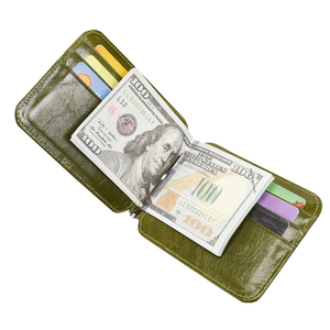 पुरुषों के बटुए थोक रैड एंटी-चोरी ब्रश डबल फोल्ड फैशन सरल मल्टी-कार्ड पागल घोड़ा असली चमड़े का बैग - Product Image 2