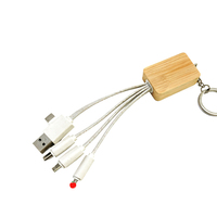 Kabel Charger USB-C Dual Bambu 2 in 3 dengan Logo Kustom, Penjualan Pabrik, Kabel Data Pengisi Daya Cepat untuk Android dan IOS
