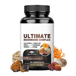 แคปซูลสารสกัดเห็ดรวมออร์แกนิค 90 แคปซูล ยี่ห้อ OEM ประกอบด้วยเห็ดหลินจือ เห็ดไมตาเกะ เห็ดถั่งเช่า เห็ดชากา และเห็ดชิตาเกะ สำหรับผู้ใหญ่ ช่วยเสริมการนอนหลับ - Product Image 1