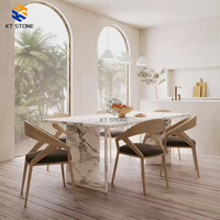 Table à manger en marbre Calacatta Viola poli brillant KT STONE, surface brillante, mobilier de luxe pour la décoration de la salle à manger