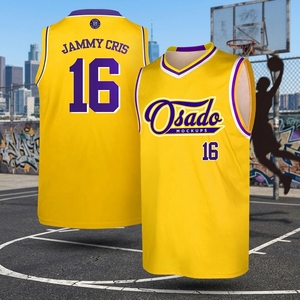 Maillot de <span class=keywords><strong>basket</strong></span>-ball personnalisé unisexe pour adultes - Polyester, manches courtes, col en V, écologique, respirant, séchage rapide, thermique - Product Image 6