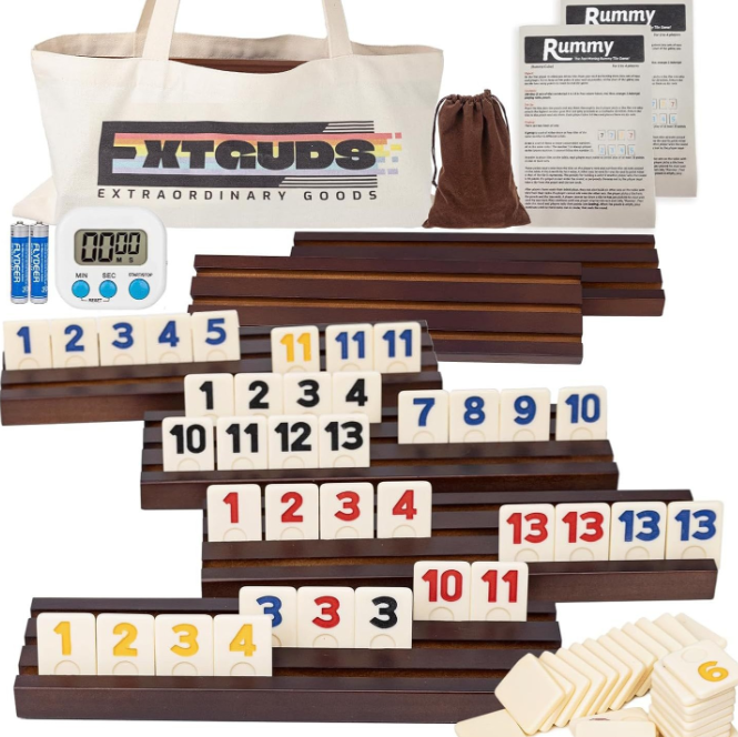 Juego de Rummikub de Melamina Blanca, 4 Piezas
