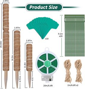 Poteaux de mousse empilables écologiques de 30/40/50/60 cm pour <span class=keywords><strong>plantes</strong></span> <span class=keywords><strong>grimpantes</strong></span>, <span class=keywords><strong>support</strong></span> de plante personnalisé en forme de totem avec accessoires de jardinage - Product Image 3