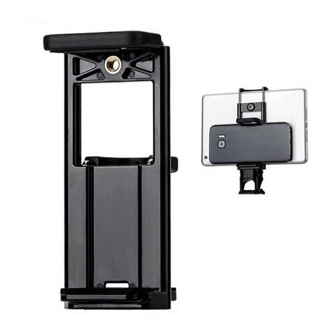 Universal 2 In1 Phone Mount Tablet Holder Adjustable Clamp with 1/4 Inch Screw Mount for Tripod, Live Stream Photography