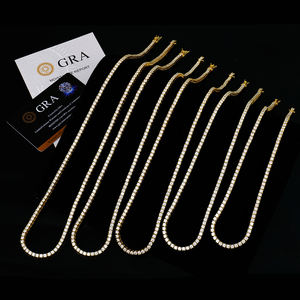 Collar de tenis de moissanita VVS de 3 mm chapado en oro sobre plata 925, con diamantes que pasan la prueba, estilo hip-hop, para hombre - Product Image 3