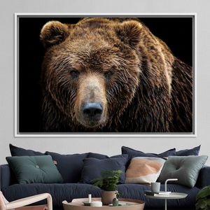 Printed <b>Canvas</b> Wall Art: Brown Bear Animal Print, Farmhouse Decor,WHITE <b>FRAMED</b> <b>CANVAS</b> - Product Image 3