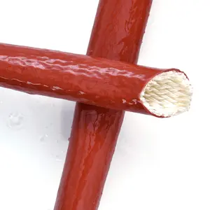 High temp fiberglass braided cable sleeve 260 degree JDD brick red silicone rubber coated insulation tube