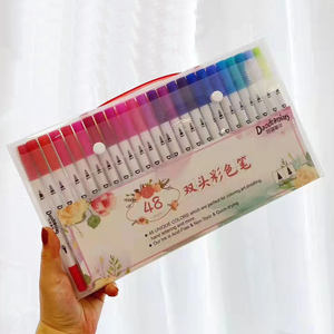 ชุดปากกาเมจิกสองหัว 48/100 สี สำหรับงานศิลปะ ปากกาหัวพู่กัน สีสันสดใส ยอดนิยม - Product Image 5