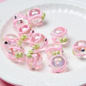 New products kawaii cute loose bead cartoon accessories bracelet necklace hand painted acrylic charms butterfly beads