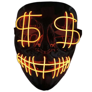 Navidad Fiesta de Halloween Máscaras EE. UU. Dólar EL Máscara LED Brillante Intermitente PVC Plástico 10 Colores Mueca ligera Diseño sangriento - Product Image 2